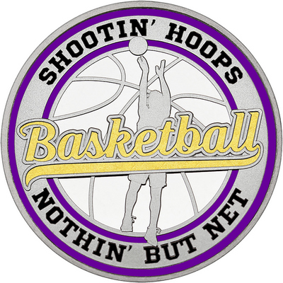 Gold "Basketball" with Purple Outer Circular Borders